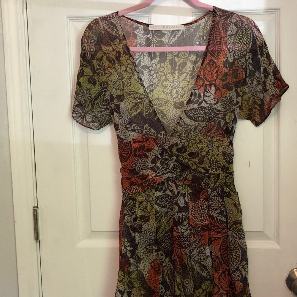 Nicole Romano floral gauzy dress.